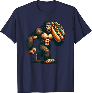 Bigfoot Hotdog Funny Boys Kids Men Sasquatch Food Lovers T-Shirt - T-Shirt | Navy