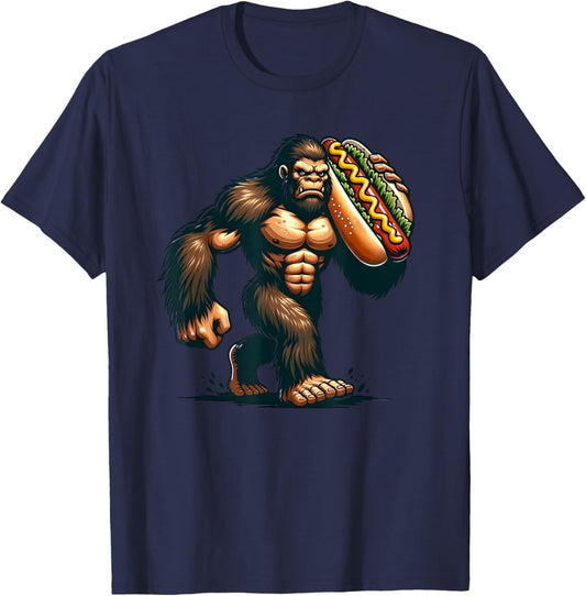Bigfoot Hotdog Funny Boys Kids Men Sasquatch Food Lovers T-Shirt - T-Shirt | Navy