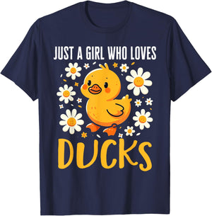 Just a Girl Who Loves Ducks Shirt Girl Cute Funny Duck Gifts T-Shirt - T-Shirt | Navy