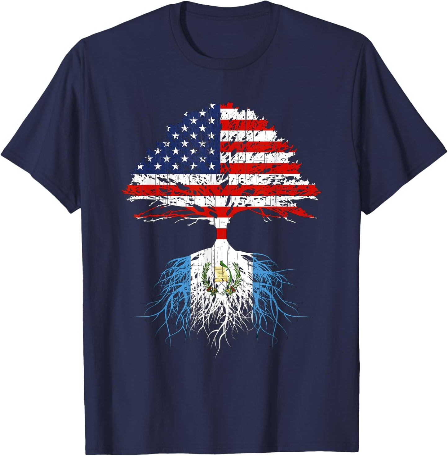 Guatemala Roots Guatemalan American Flag US Naturalization T-Shirt - T-Shirt | Navy