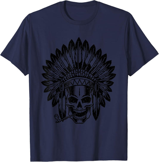 Native American Indian Culture Pipe Shaman Chiefs Spirit T-Shirt - T-Shirt | Navy