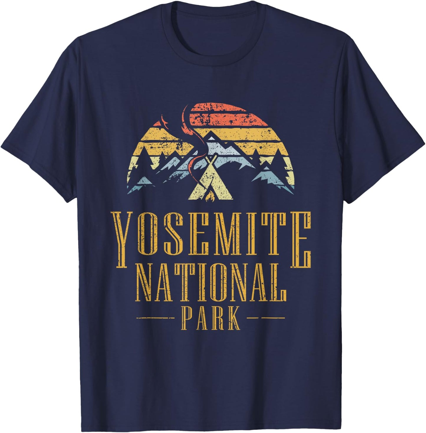 Vintage Yosemite National Park Campfire T Shirt T-Shirt - T-Shirt | Navy