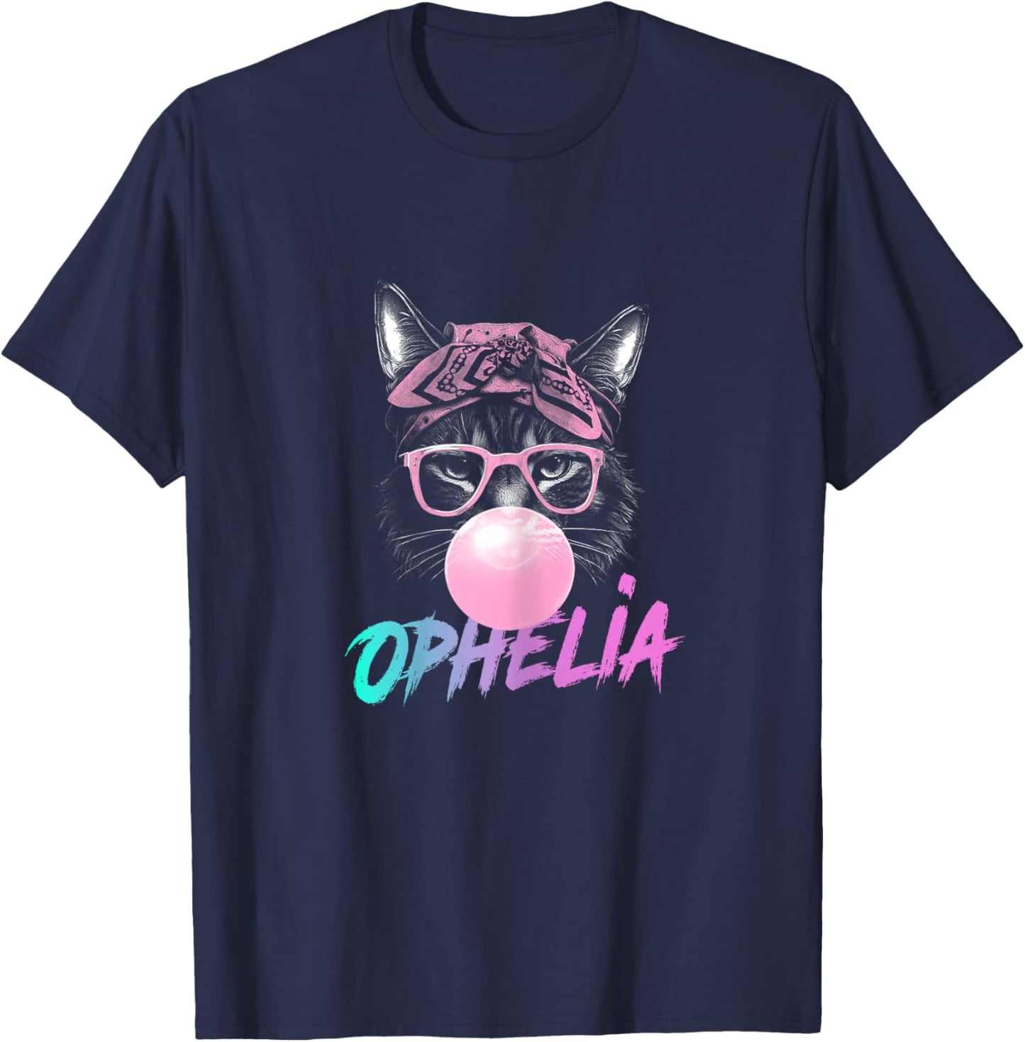 OPHELIA - Adorable girl name with cute Cat T-Shirt - T-Shirt | Navy