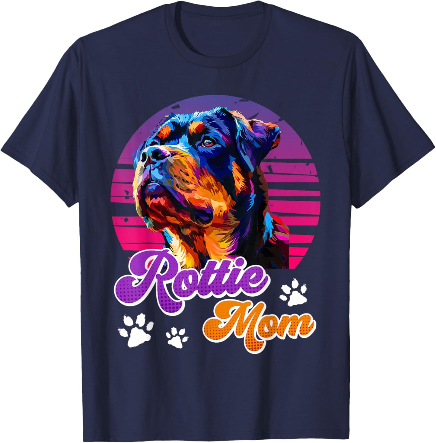 ROTTIE MOM Dog Moms Rottweiler Cool Women Vintage T-Shirt - T-Shirt | Navy