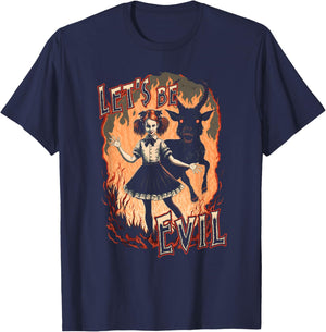 Let's Be Evil Goth Girl And Satanic Goat Dance In Fire T-Shirt - T-Shirt | Navy