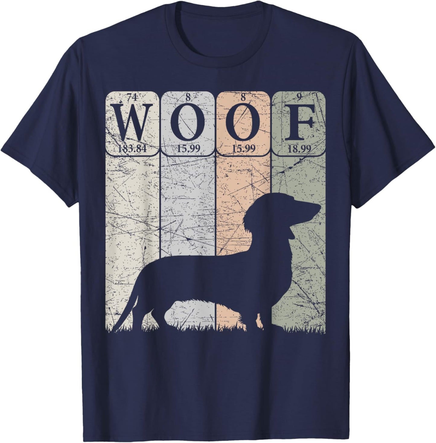 Dachshund Dog Periodic Table Elements Dog Lover Woof T-Shirt - T-Shirt | Navy