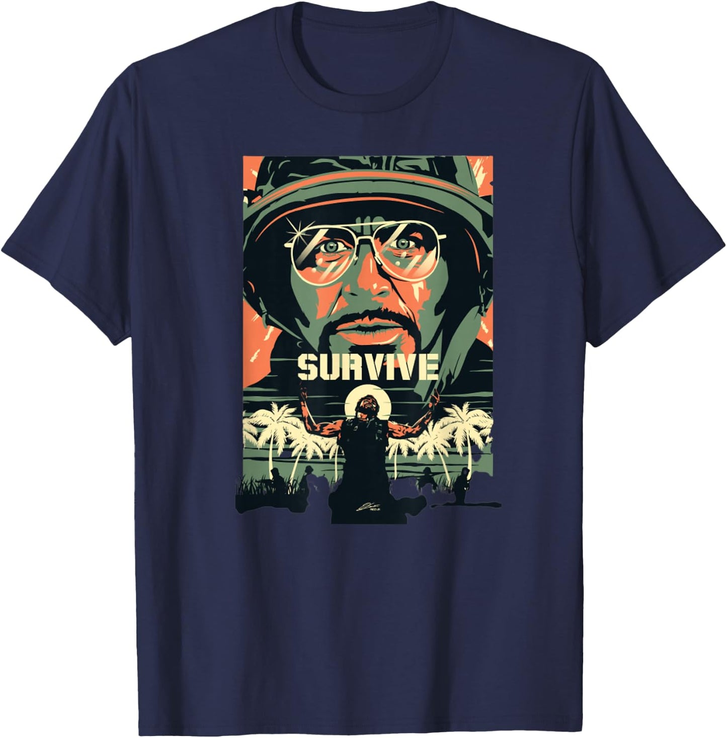 Tropic Thunder Movie, Survive, Funny T-Shirt - T-Shirt | Navy