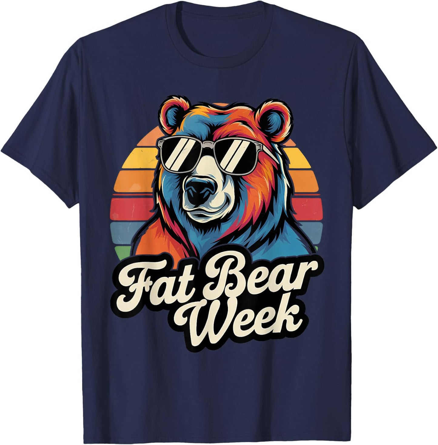 Fat Bear Week Retro Bear Sunglasses Nature Lovers T-Shirt - T-Shirt | Navy