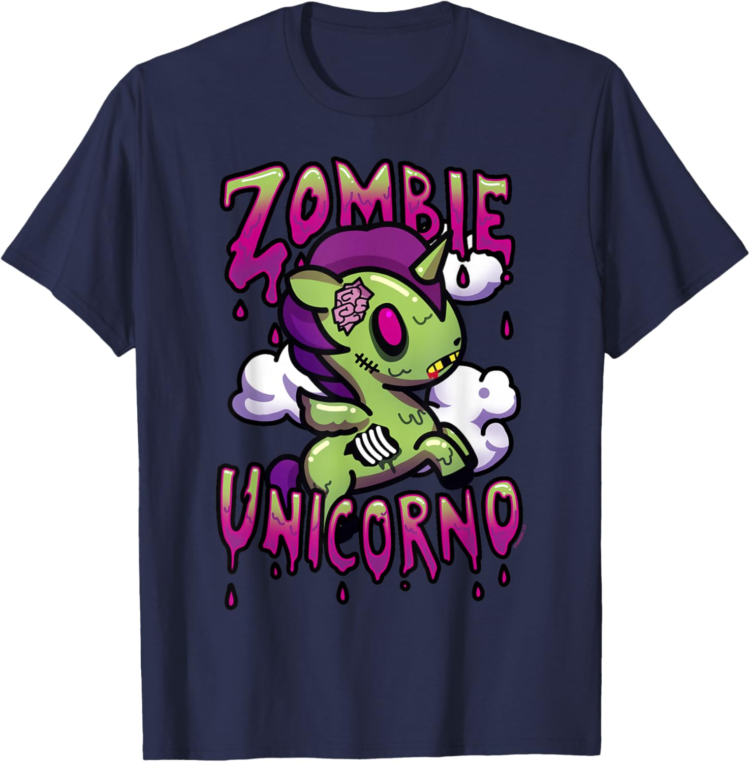 Tokidoki Halloween Zombie Unicorno Milo Portrait T-Shirt - T-Shirt | Navy