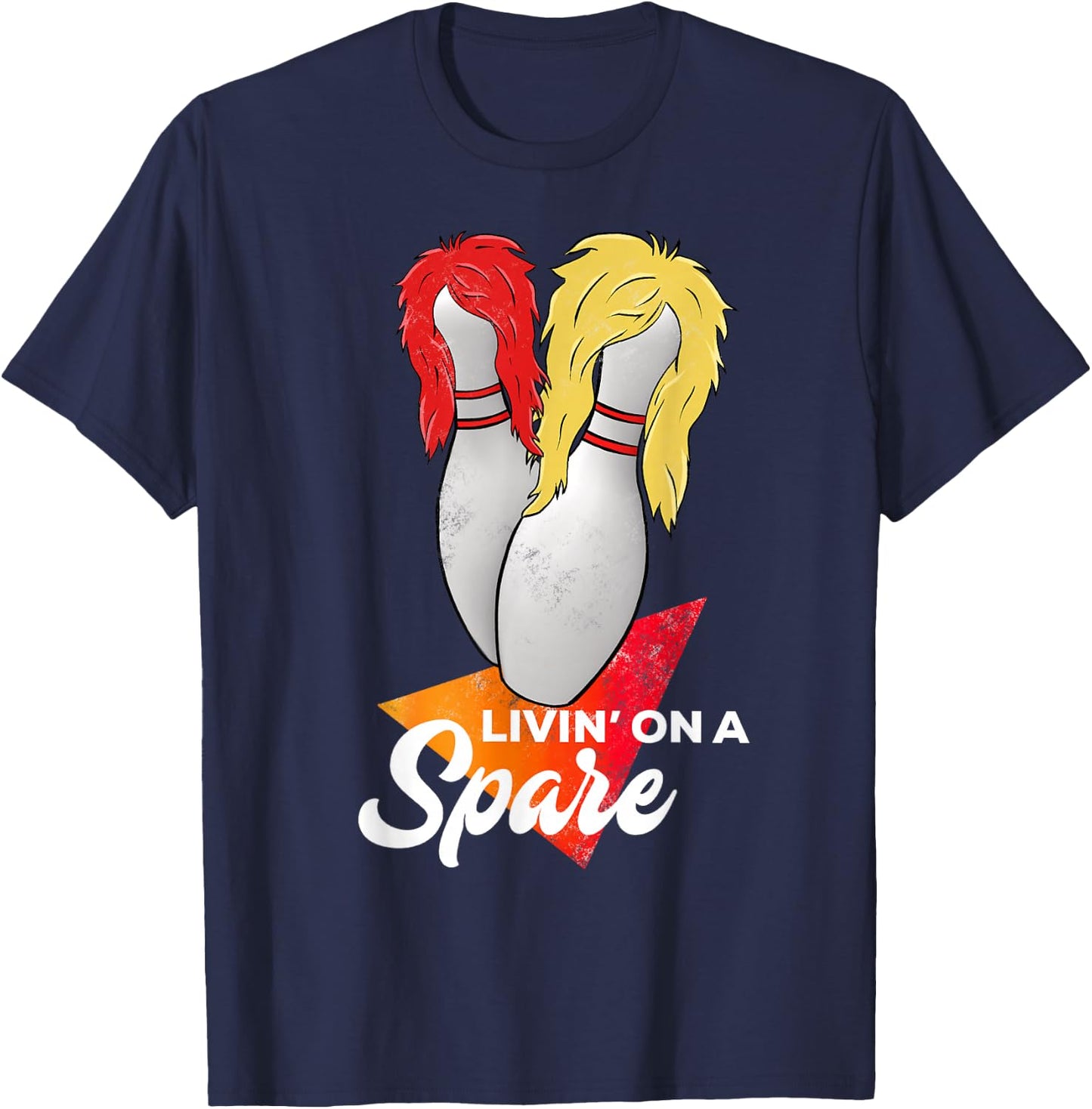 Living On A Spare Bowling League Team T-Shirt - T-Shirt | Navy