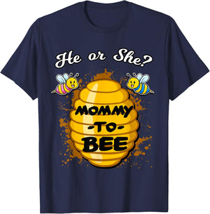 He Or She Mommy To Bee Gender Announcement Baby Shower Party T-Shirt - T-Shirt | Navy