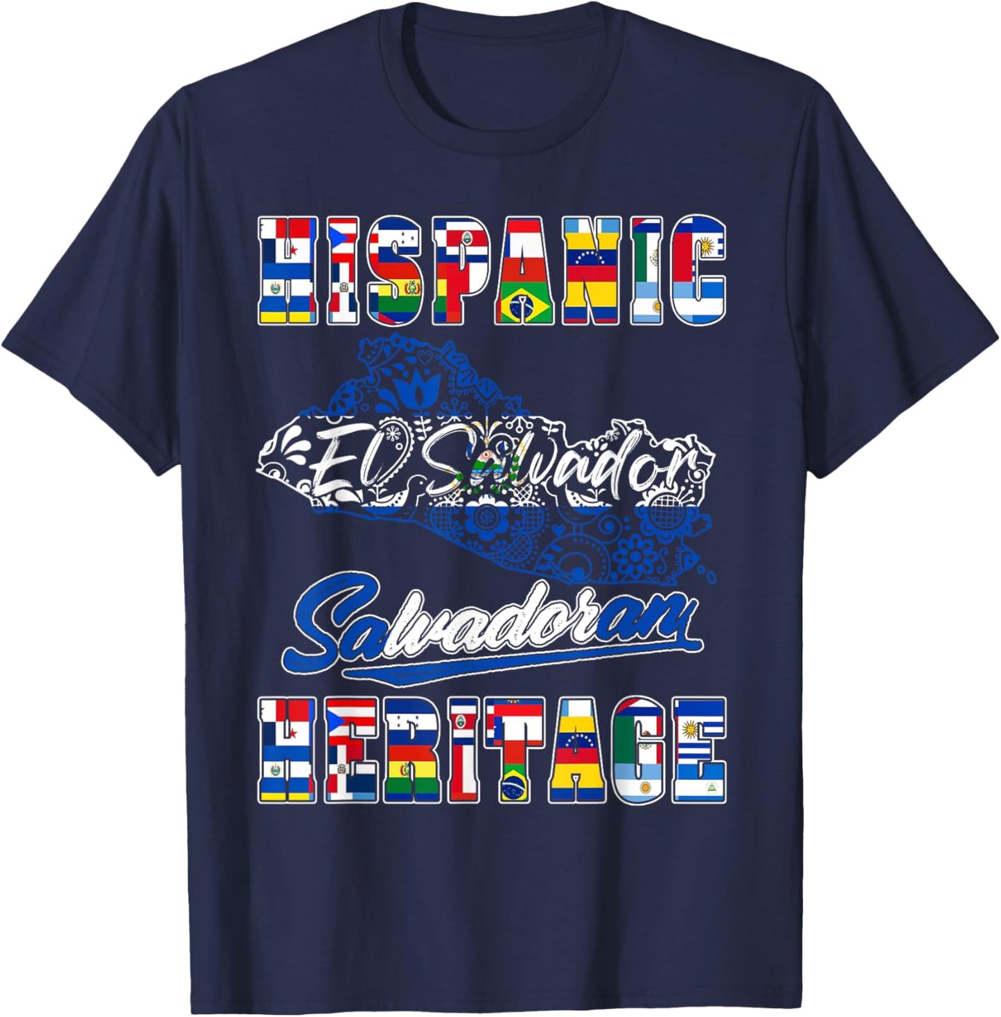 El Salvador National Hispanic Heritage Month Salvadoran Flag T-Shirt - T-Shirt | Navy