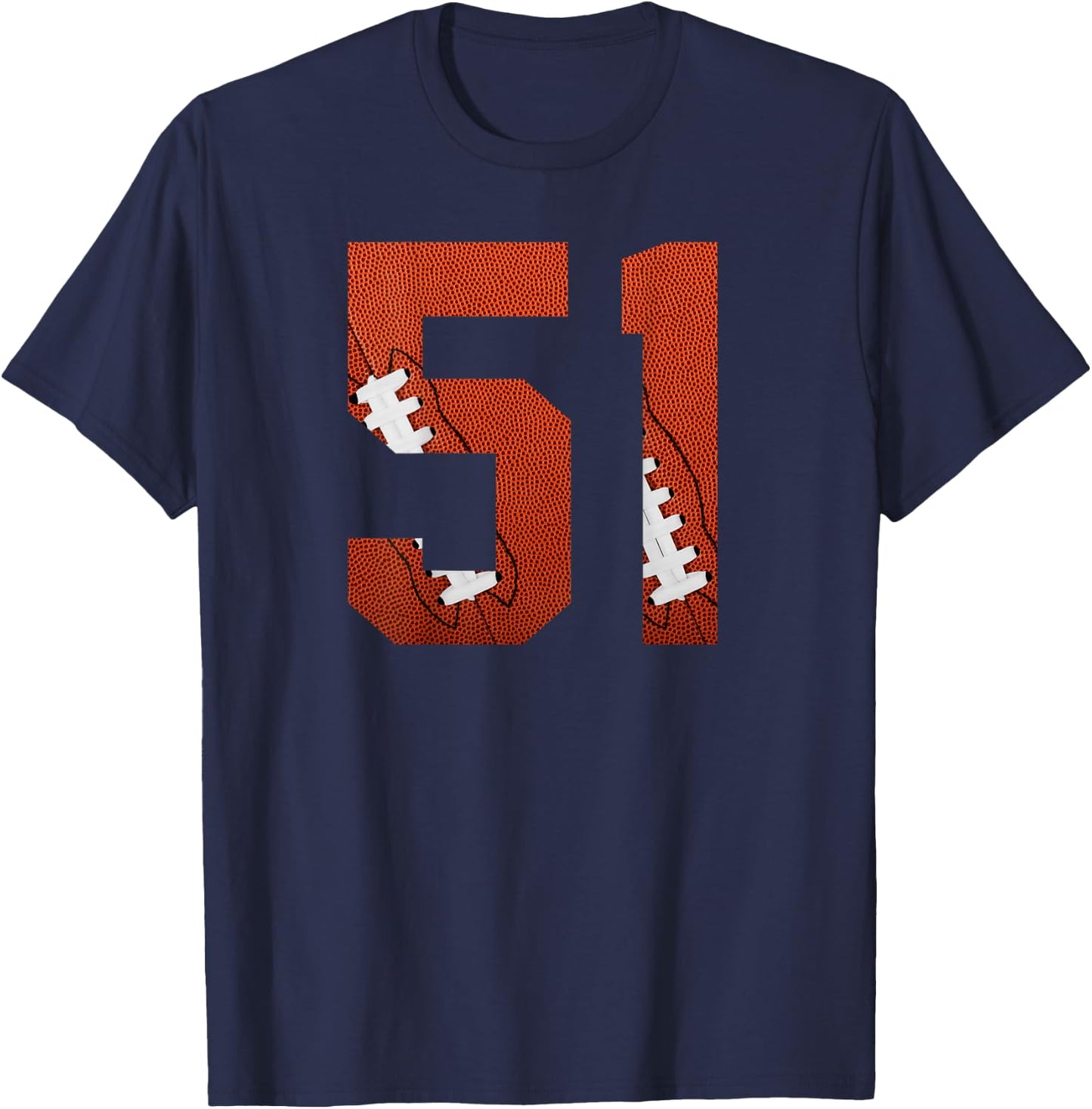 Number 51 BACKSIDE - American Football Jersey Numbered T-Shirt - T-Shirt | Navy