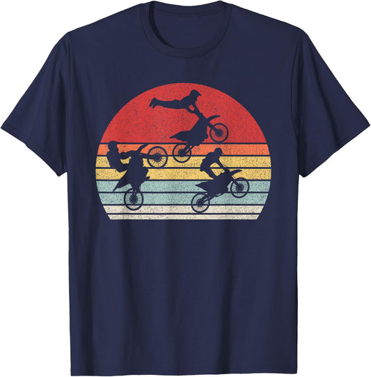 Vintage Retro Dirt Bike Boys Kids Gifts Motocross T-Shirt - T-Shirt | Navy