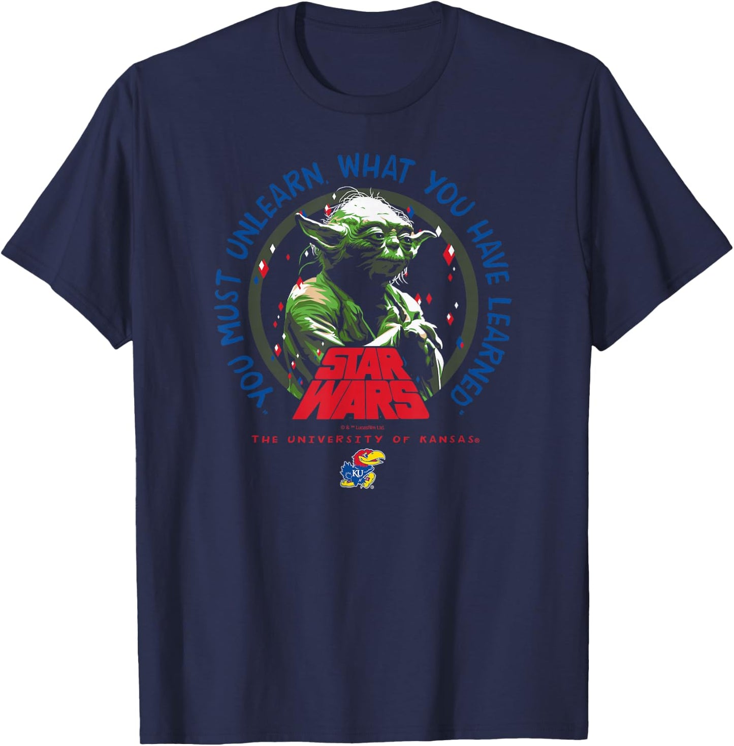 Kansas Jayhawks Star Wars Yoda Black Officially Licensed T-Shirt - T-Shirt | Navy