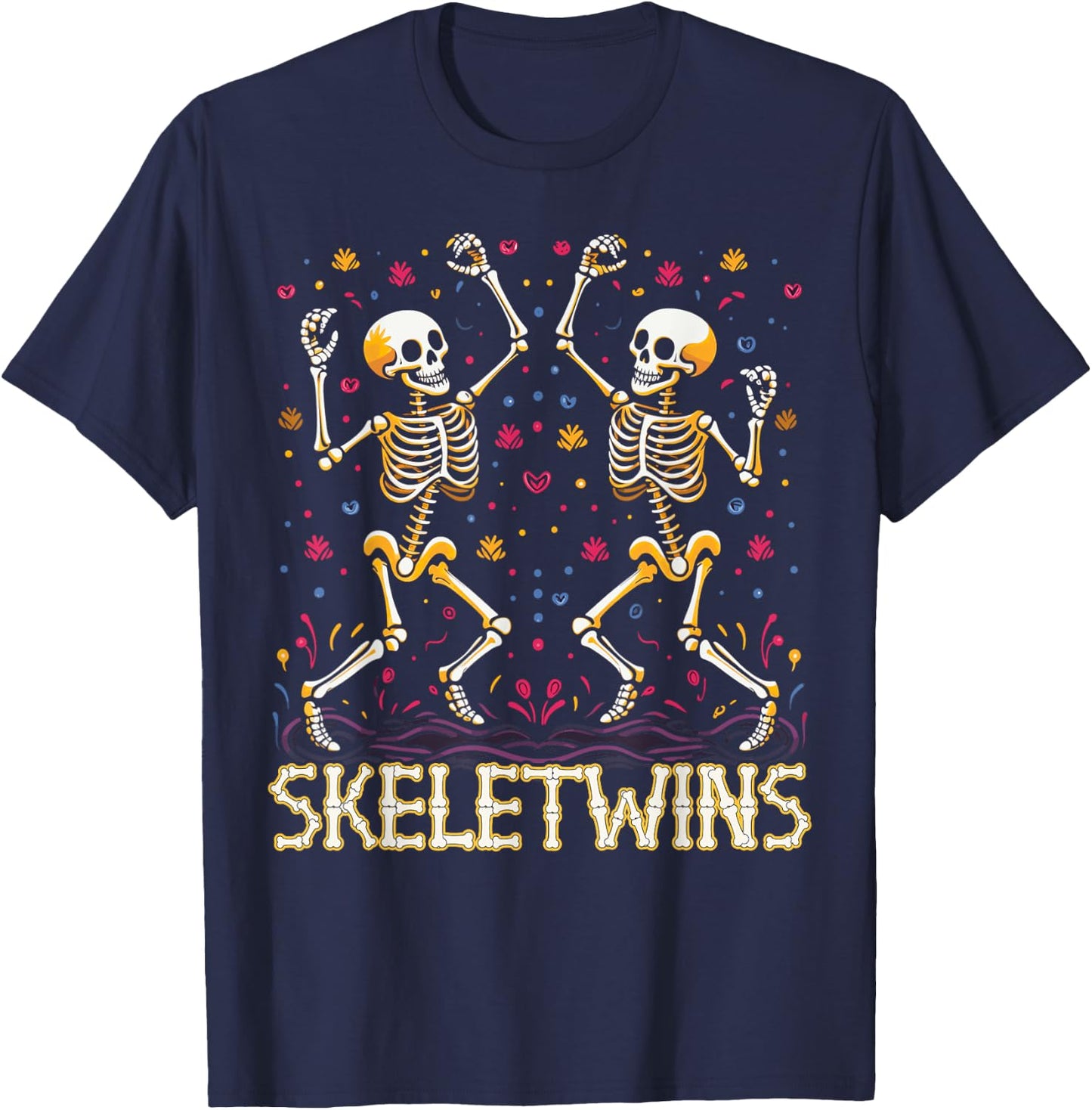 Dancing Skeletons Twins Halloween Matching Skeletwins T-Shirt - T-Shirt | Navy