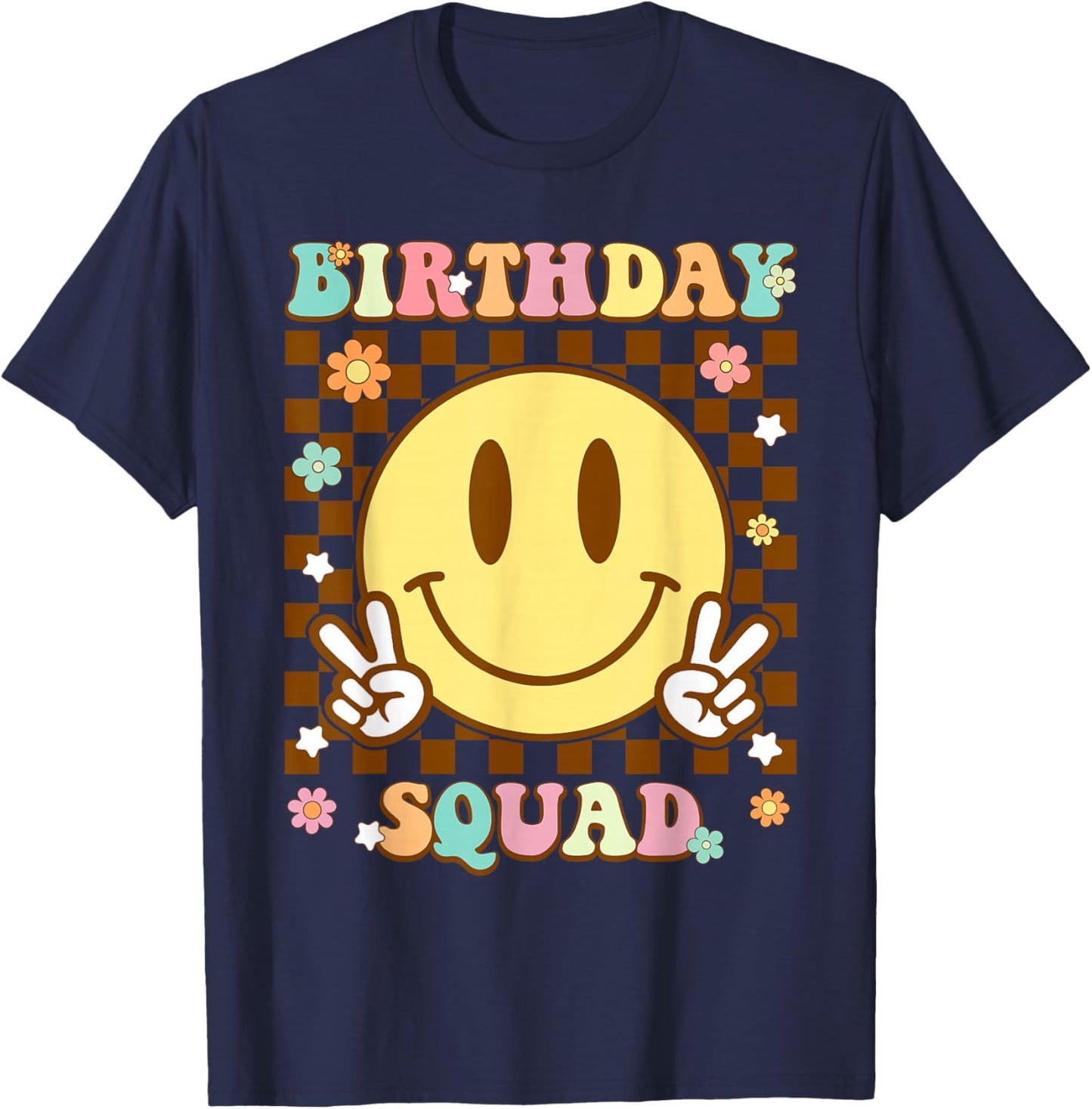 Groovy Birthday Squad Matching Birthday Family Group Bday T-Shirt - T-Shirt | Navy