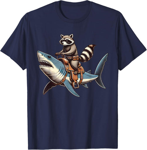 Vintage Raccoon Shark Rider Funny Retro Raccoon Riding Shark
