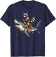 Vintage Raccoon Shark Rider Funny Retro Raccoon Riding Shark T-Shirt - T-Shirt | Navy