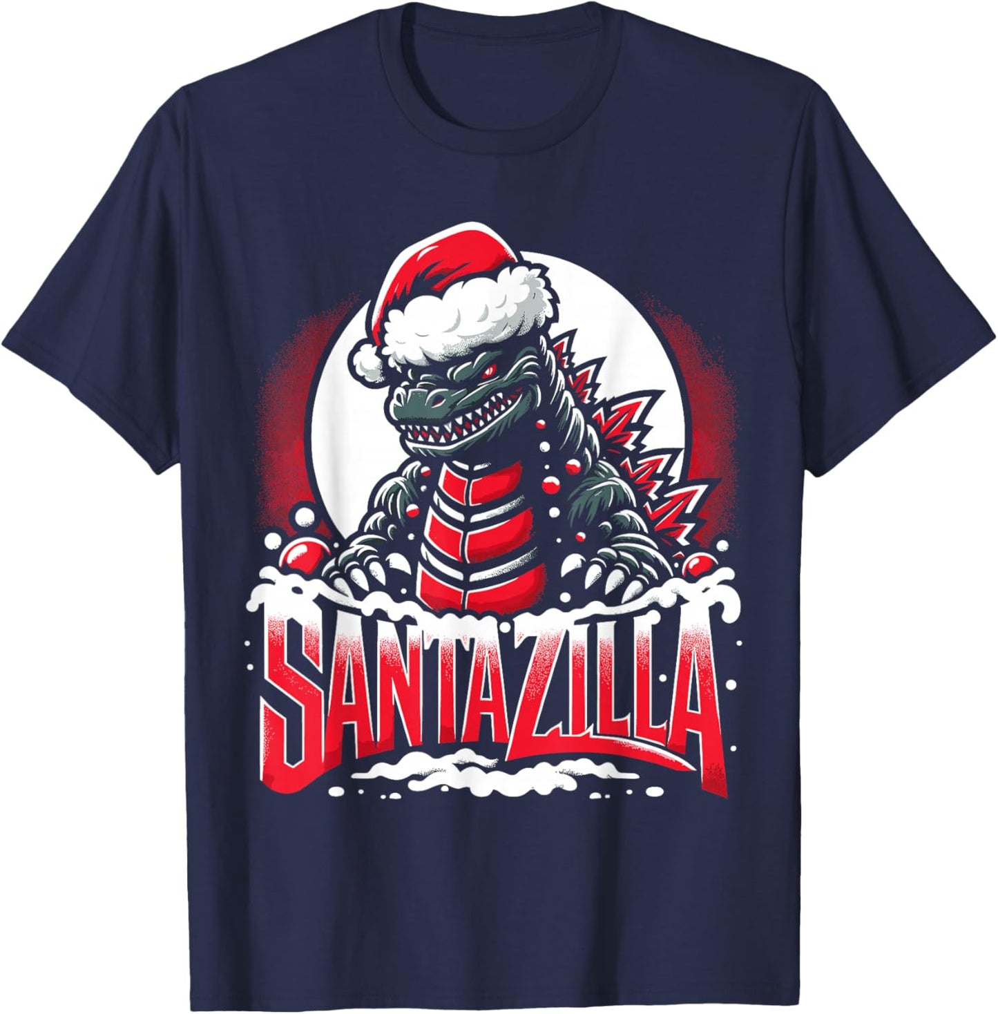 Kaiju Christmas Santazilla Japanese Monster Dinosaur Boys T-Shirt - T-Shirt | Navy