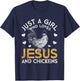 Just A Girl Who Loves Jesus And Chickens Jesus T-Shirt - T-Shirt | Navy