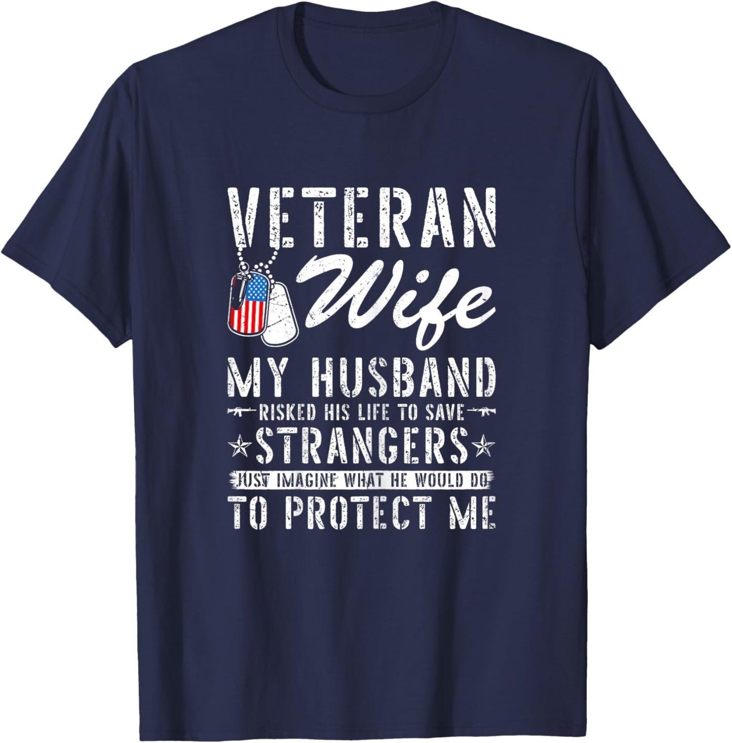 Veteran Wife US Veteran Army Husband Soldier T-Shirt - T-Shirt | Navy