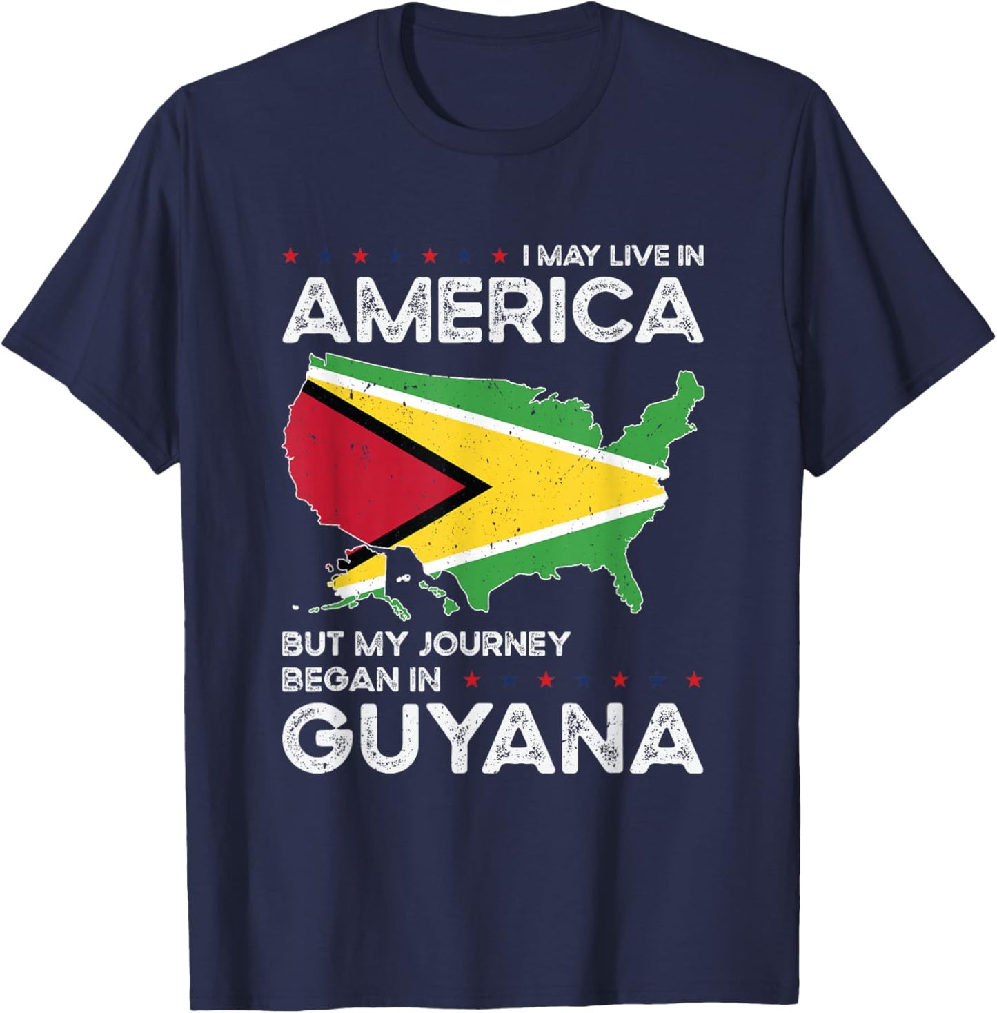 Guyanese American Patriot USA Grown Guyana US Flag T-Shirt - T-Shirt | Navy