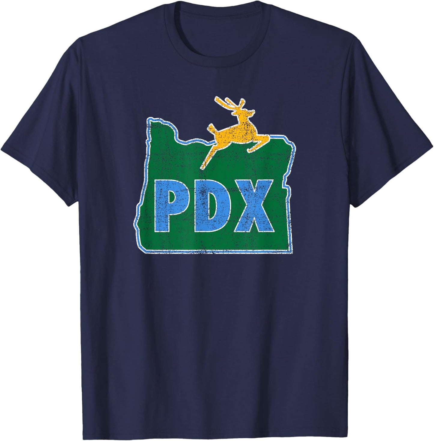 Portland Oregon Sign: PDX Flag Distressed - Portland Oregon T-Shirt - T-Shirt | Navy