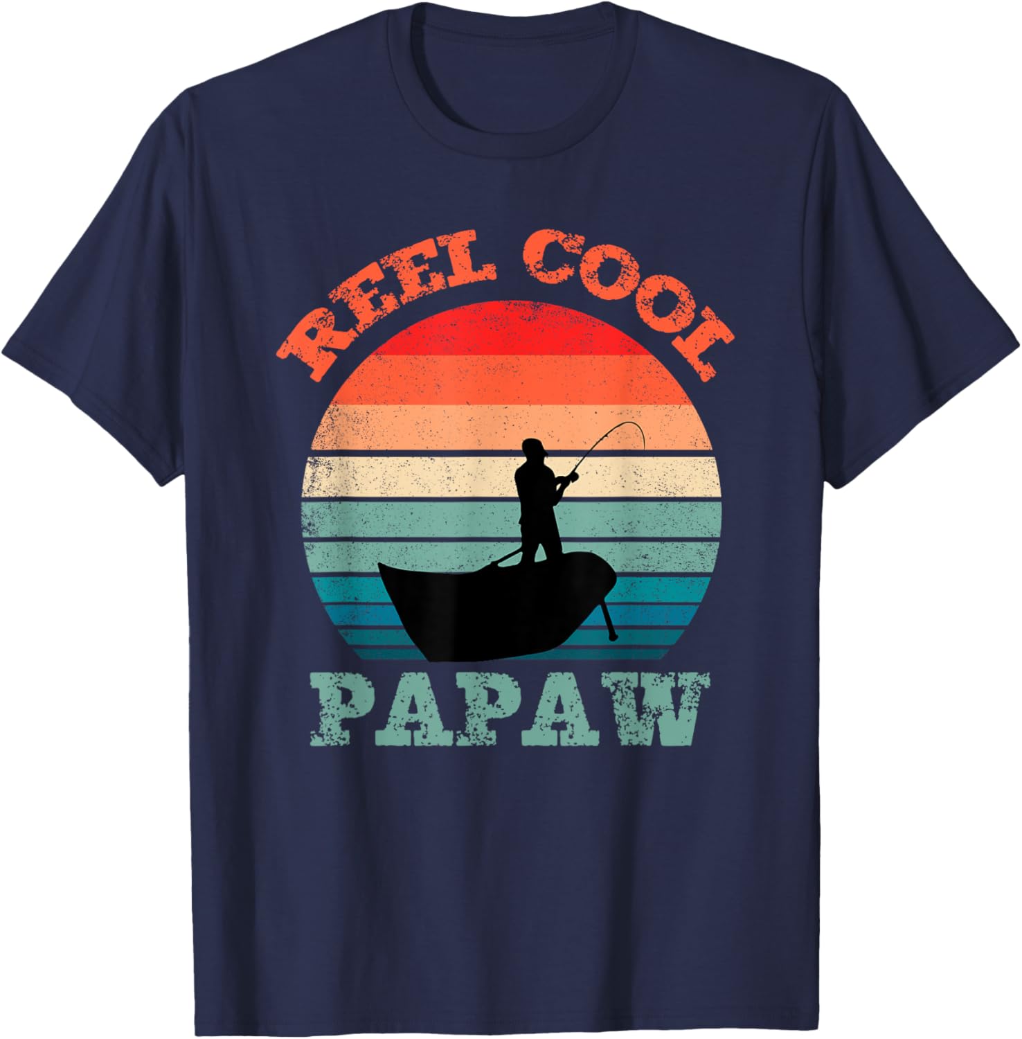 Reel Cool Papaw Fishing Funny Vintage Retro T-Shirt - T-Shirt | Navy