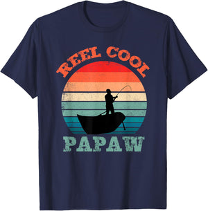 Reel Cool Papaw Fishing Funny Vintage Retro T-Shirt - T-Shirt | Navy