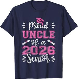 Proud Uncle of a 2026 Senior, Class of 2026 Graduation T-Shirt - T-Shirt | Navy