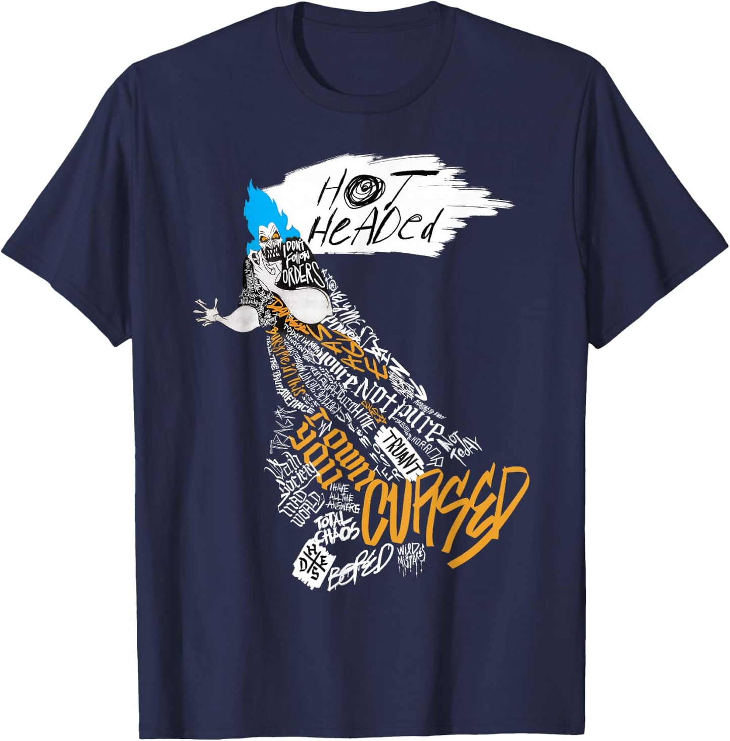 Disney Villains Hades Hot Headed Word Fill Graphic T-Shirt - T-Shirt | Navy