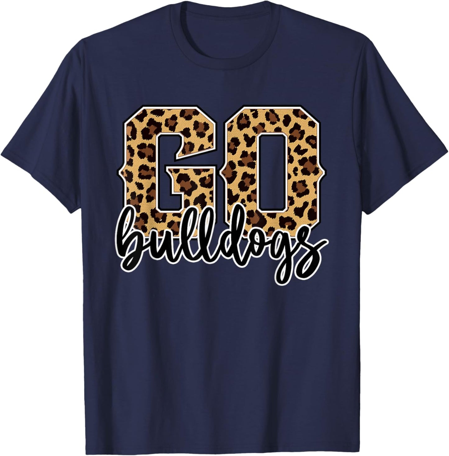 Braves Go Bulldogs Leopard Print Cheetah Graphic T-Shirt - T-Shirt | Navy