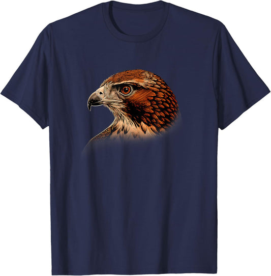 Curation Engine Red-Tailed Hawk - Women's Adult X-Small Black Short Sleeve Classic Fit T-Shirt - T-Shirt | Navy