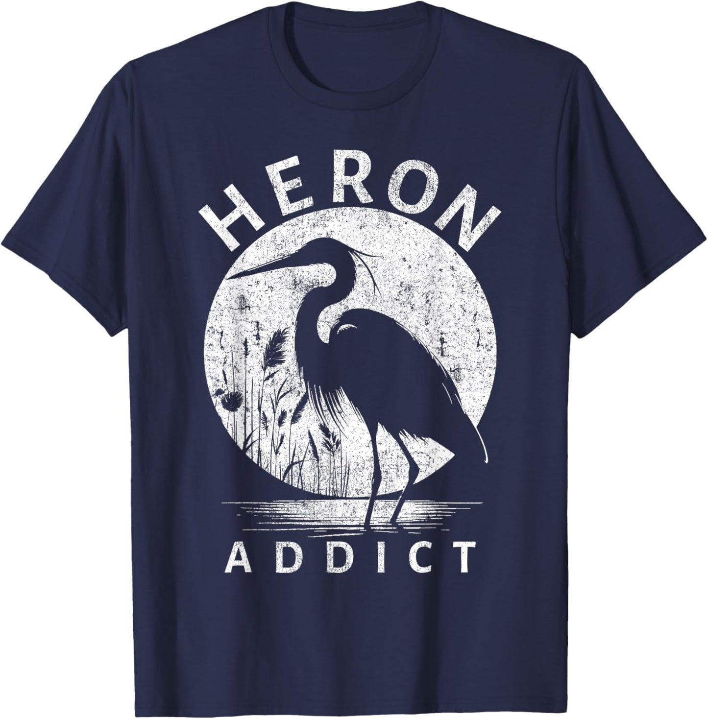 Heron Addict Blue Heron Birding T-Shirt - T-Shirt | Navy