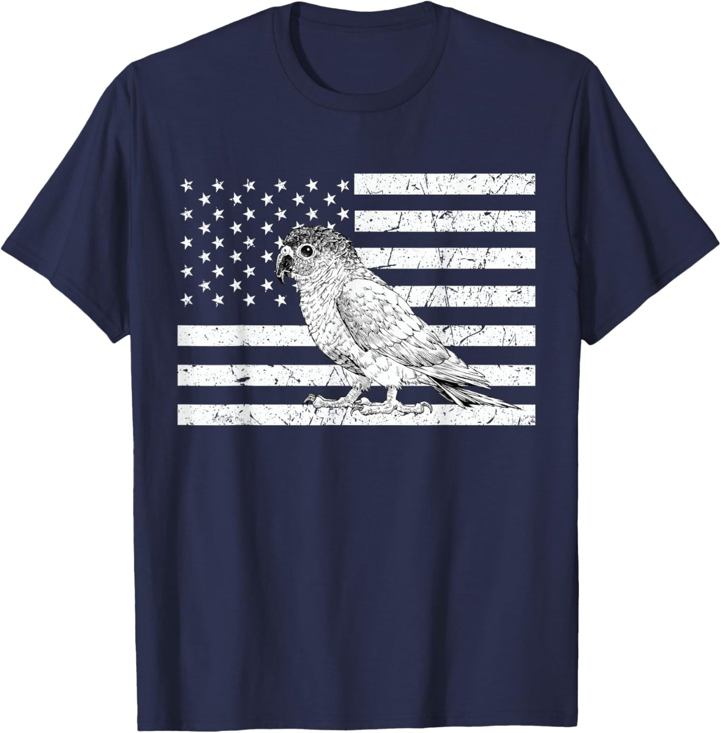 Green Cheek Conure 4th of July US American Flag Patriotic T-Shirt - T-Shirt | Navy