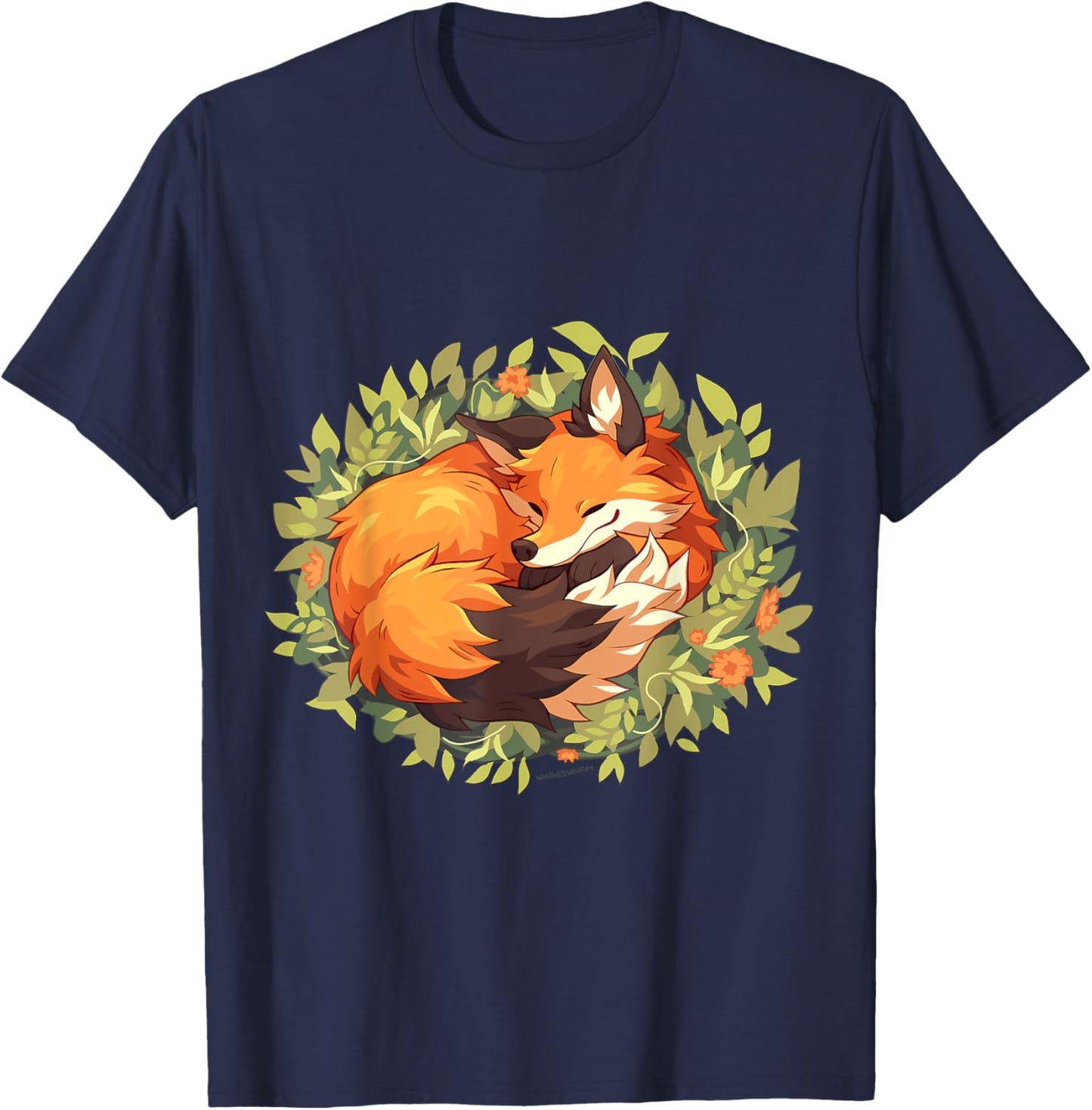 Fox Sleeping Animal Wildlife T-Shirt - T-Shirt | Navy