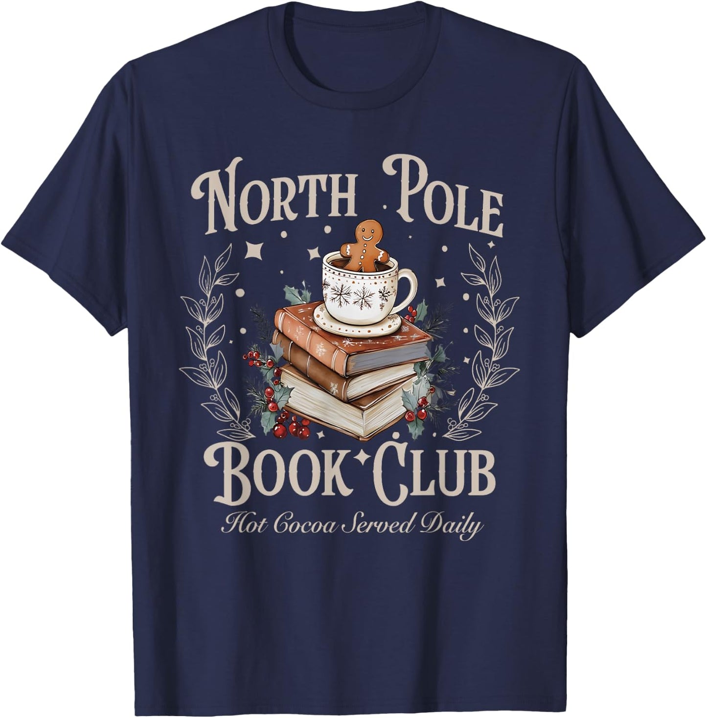 All Booked for Christmas Coquette Xmas Book Club Book Lovers T-Shirt - T-Shirt | Navy