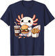 Axolotl with Burger Set, Anime Cute Kawaii Axolotl T-Shirt - T-Shirt | Navy