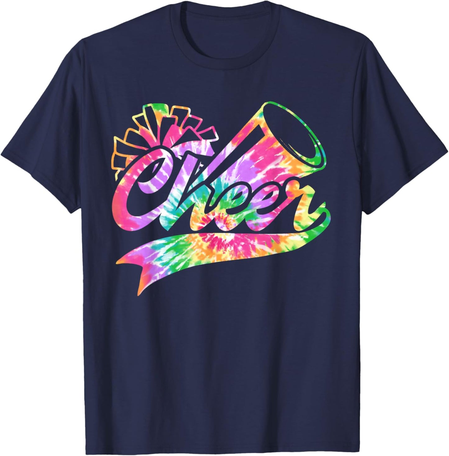 Tie Dye Cheerleading Peace Love Cheer for Cheerleader Cute T-Shirt - T-Shirt | Navy