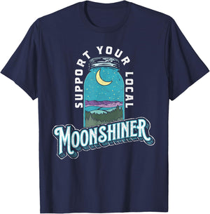 Support Your Local Moonshiner Funny Moonshine Jar Vintage T-Shirt - T-Shirt | Navy