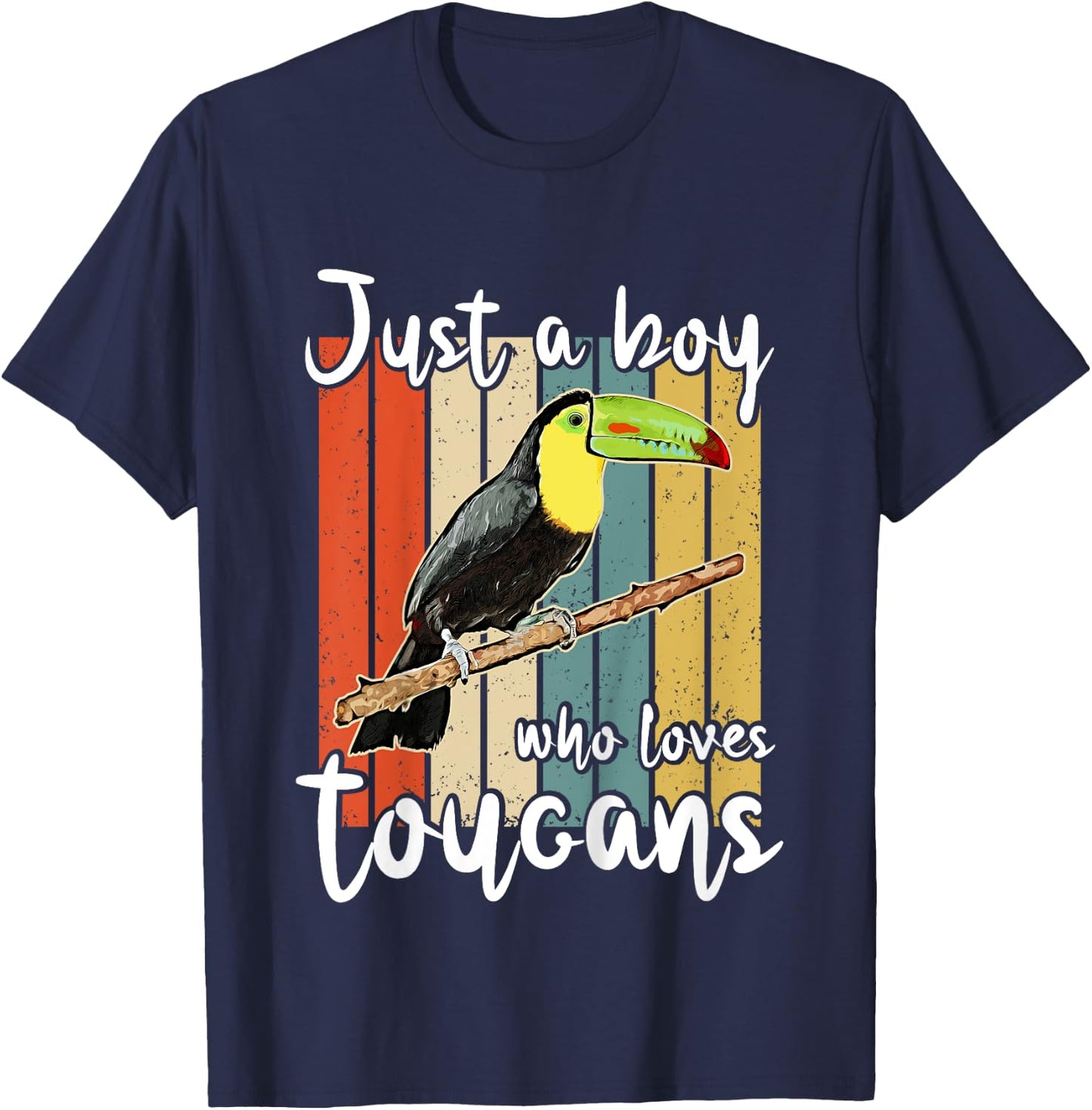 Kids Just A Boy Who Loves Toucans Retro Toucan T-Shirt - T-Shirt | Navy