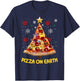 Pizza on Earth Christmas Tree Funny Xmas Pizza Fast Food T-Shirt - T-Shirt | Navy