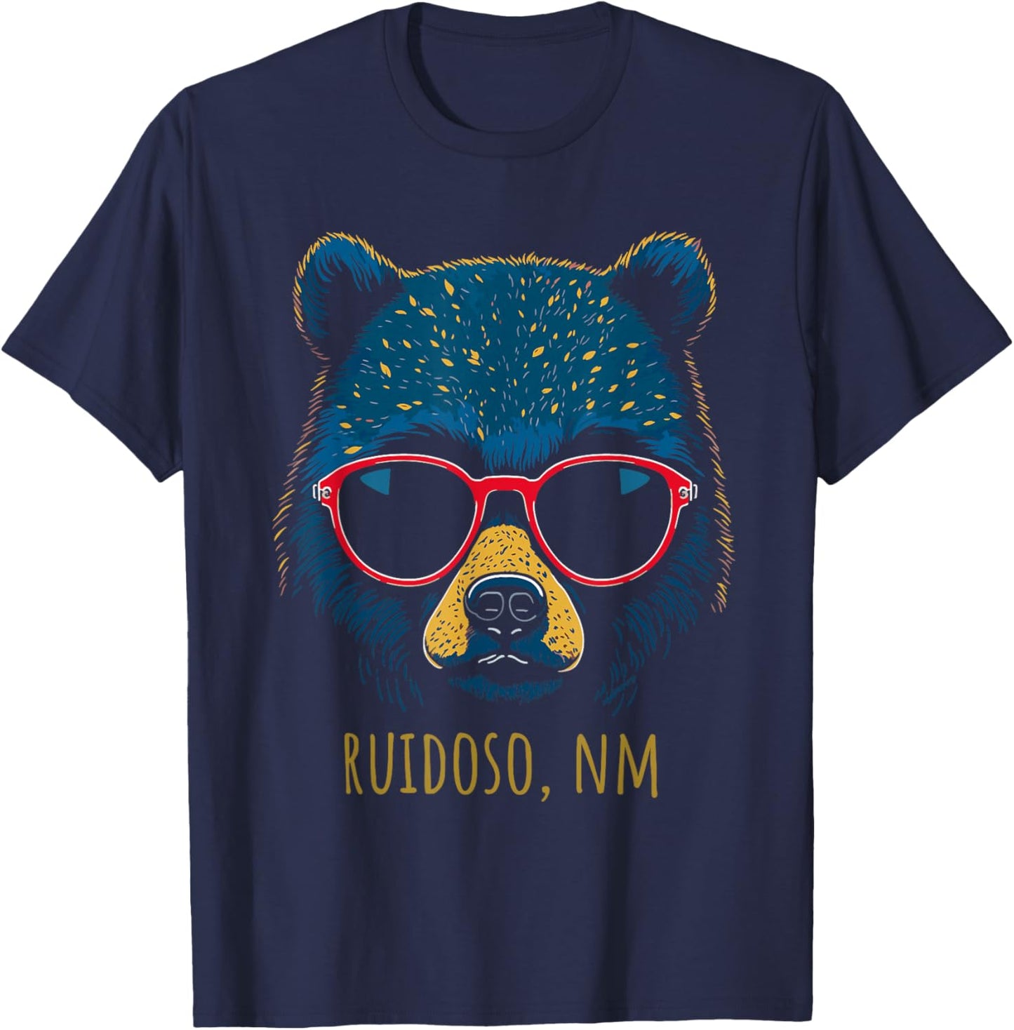 Ruidoso New Mexico Bear Wearing Sunglasses Design T-Shirt - T-Shirt | Navy