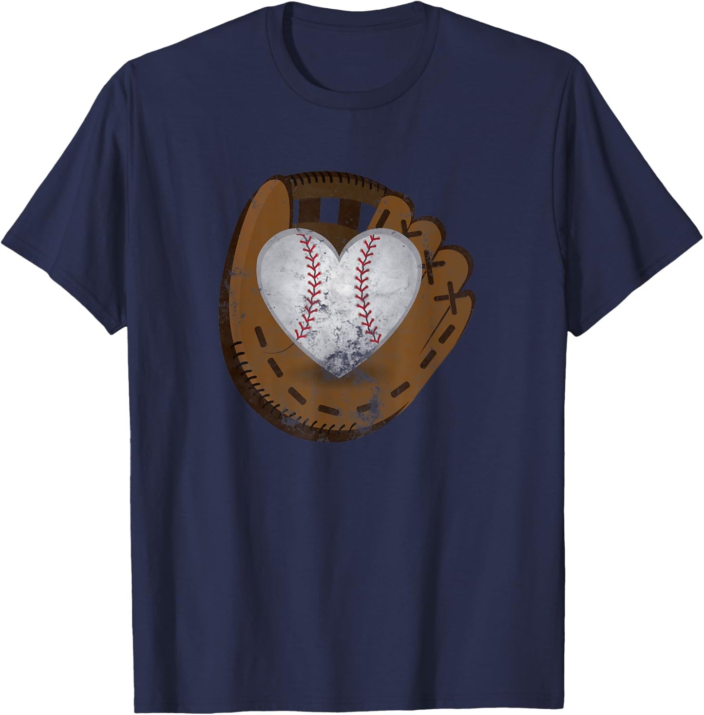 Vintage Baseball Heart Shirt Funny Valentine's Day Gift T-Shirt - T-Shirt | Navy