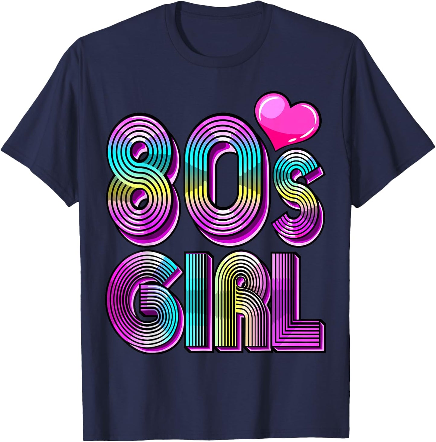 80's Girl Birthday Party Costume Retro Vintage Gift Women T-Shirt - T-Shirt | Navy