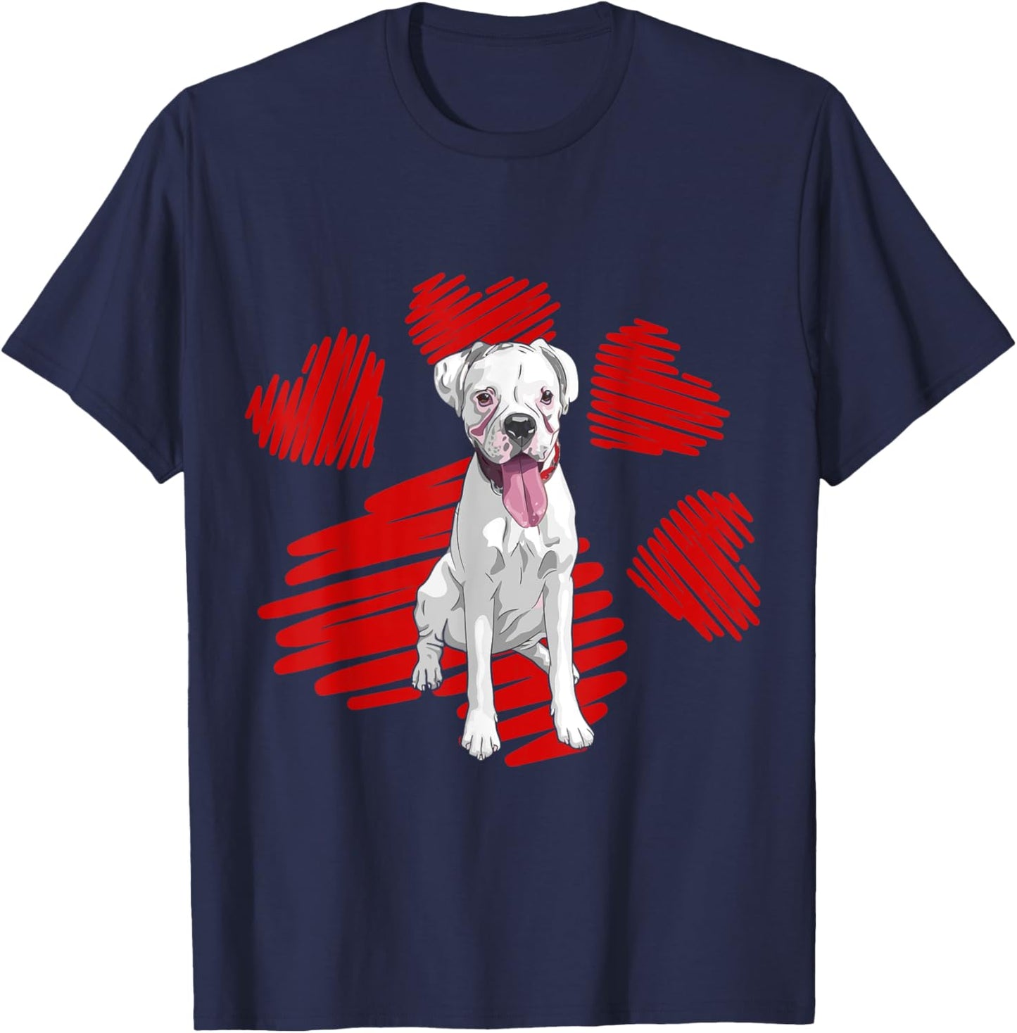 I Love My White Boxer Dog Paw Heart Valentines Day Men Women T-Shirt - T-Shirt | Navy