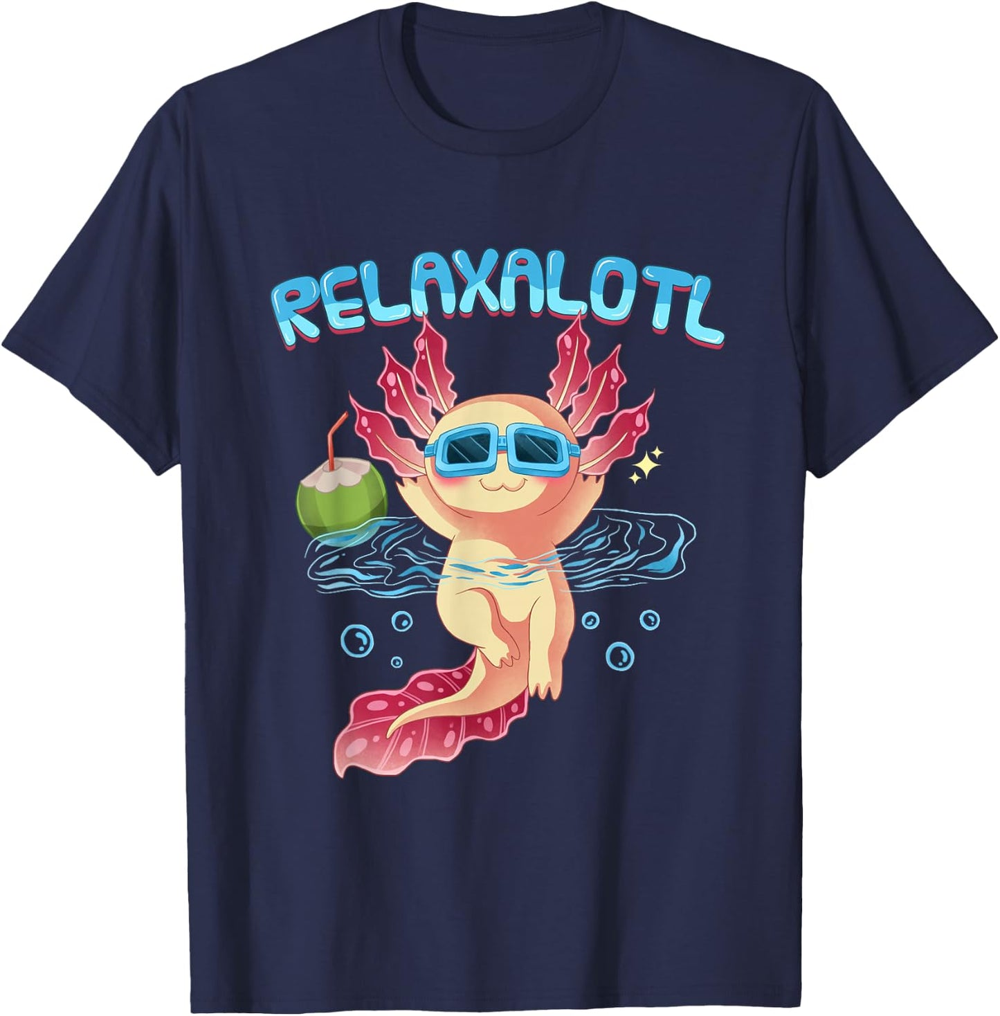 Relaxalotl Axolotl Vacation Trip Beach Swimming T-Shirt - T-Shirt | Navy