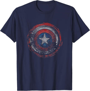 Marvel Comics Distressed Painted Captain America Shield T-Shirt - T-Shirt | Navy