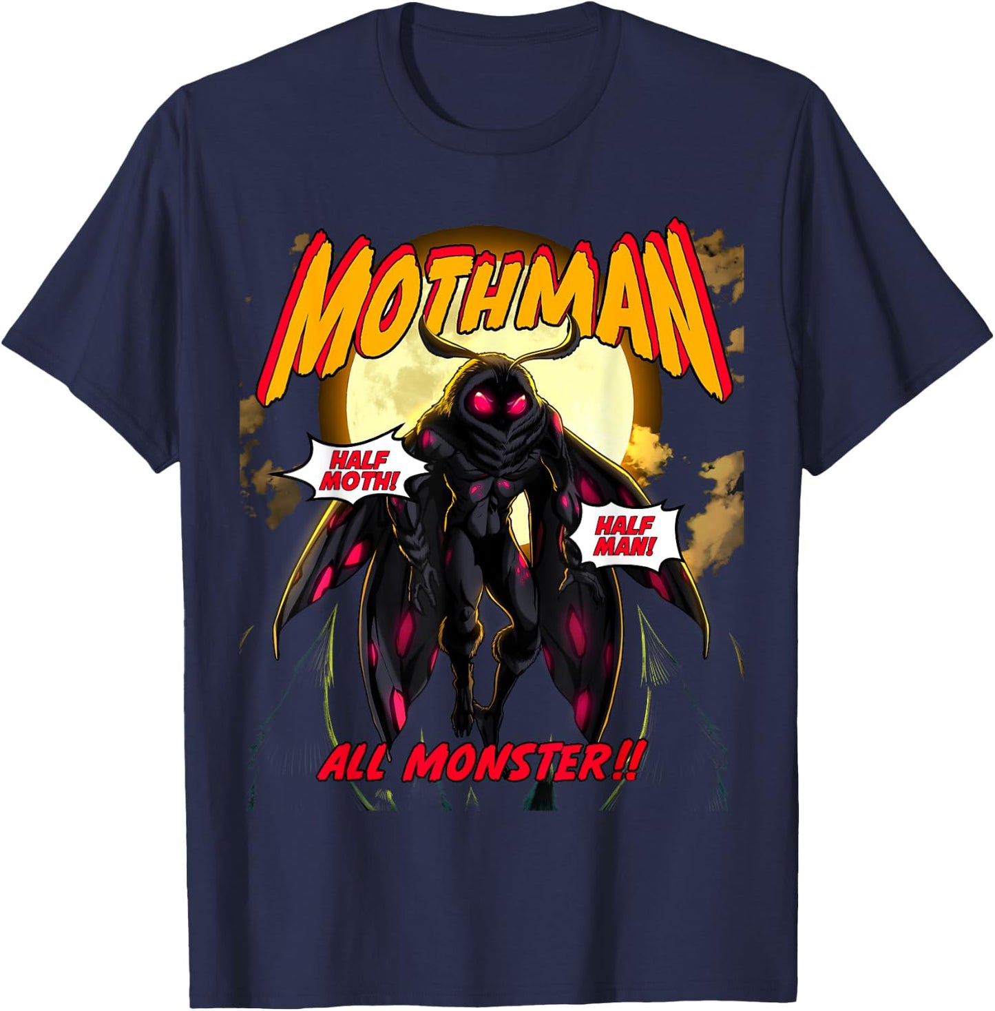 Mothman Cryptid Art Vintage Point Pleasant Retro Mothman T-Shirt - T-Shirt | Navy